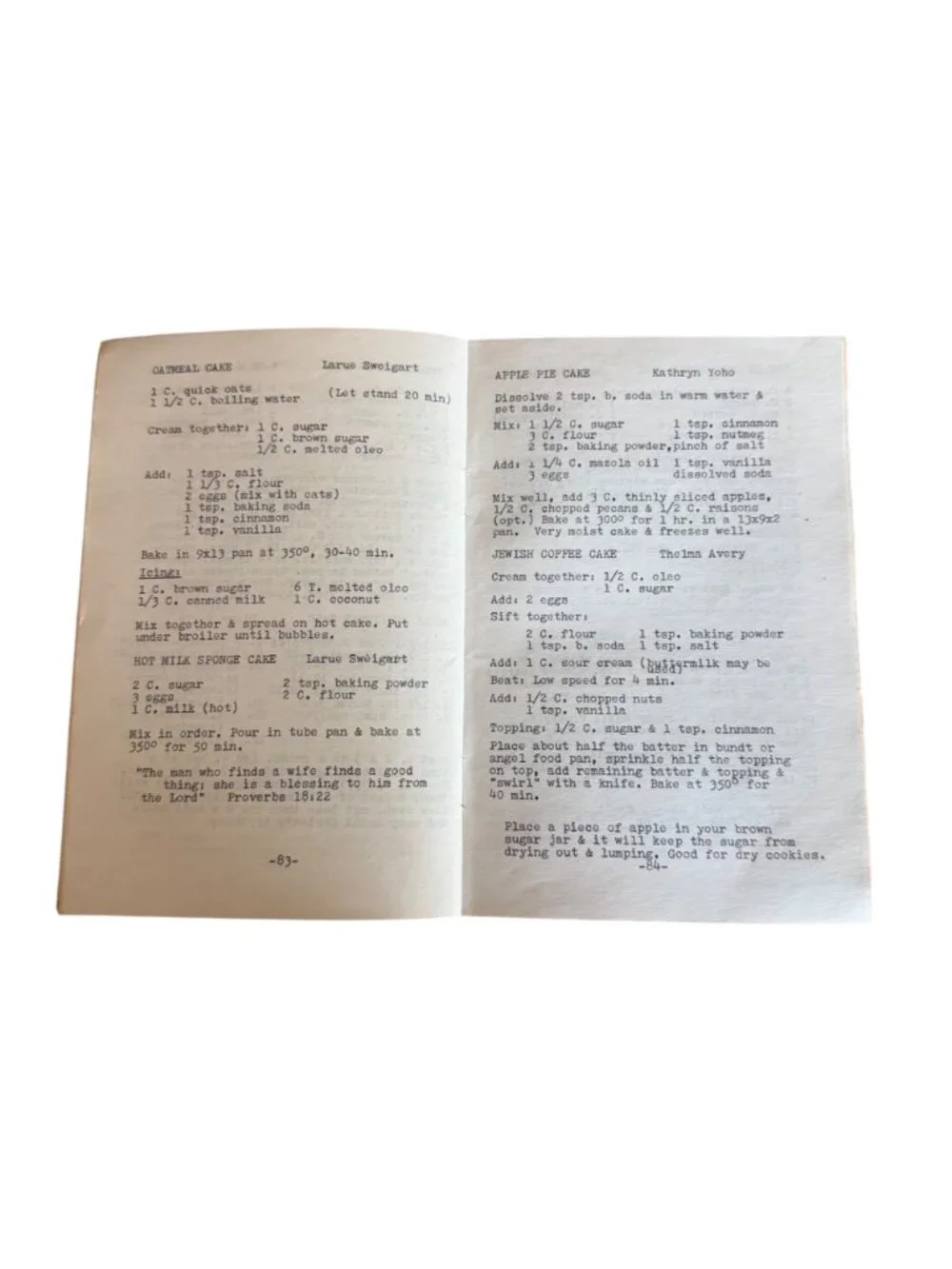 Kountry Kitchen Recipes Cookbook 1974 Hope United Methodist Melbourne FL Typed - Picture 10 of 12